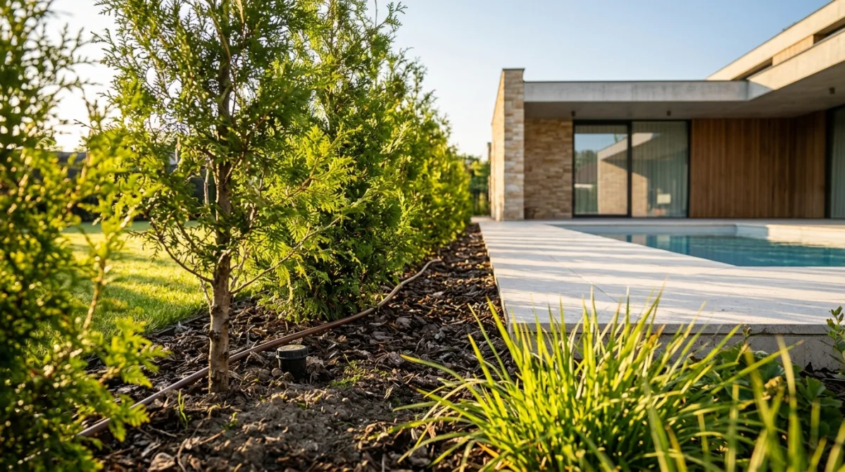 Почему сохнет туя после посадки — то же решение на соседнем участке, другой ракурс
