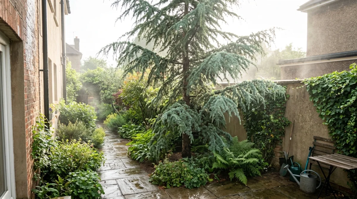 Кедр гималайский — то же решение на соседнем участке, другой ракурс